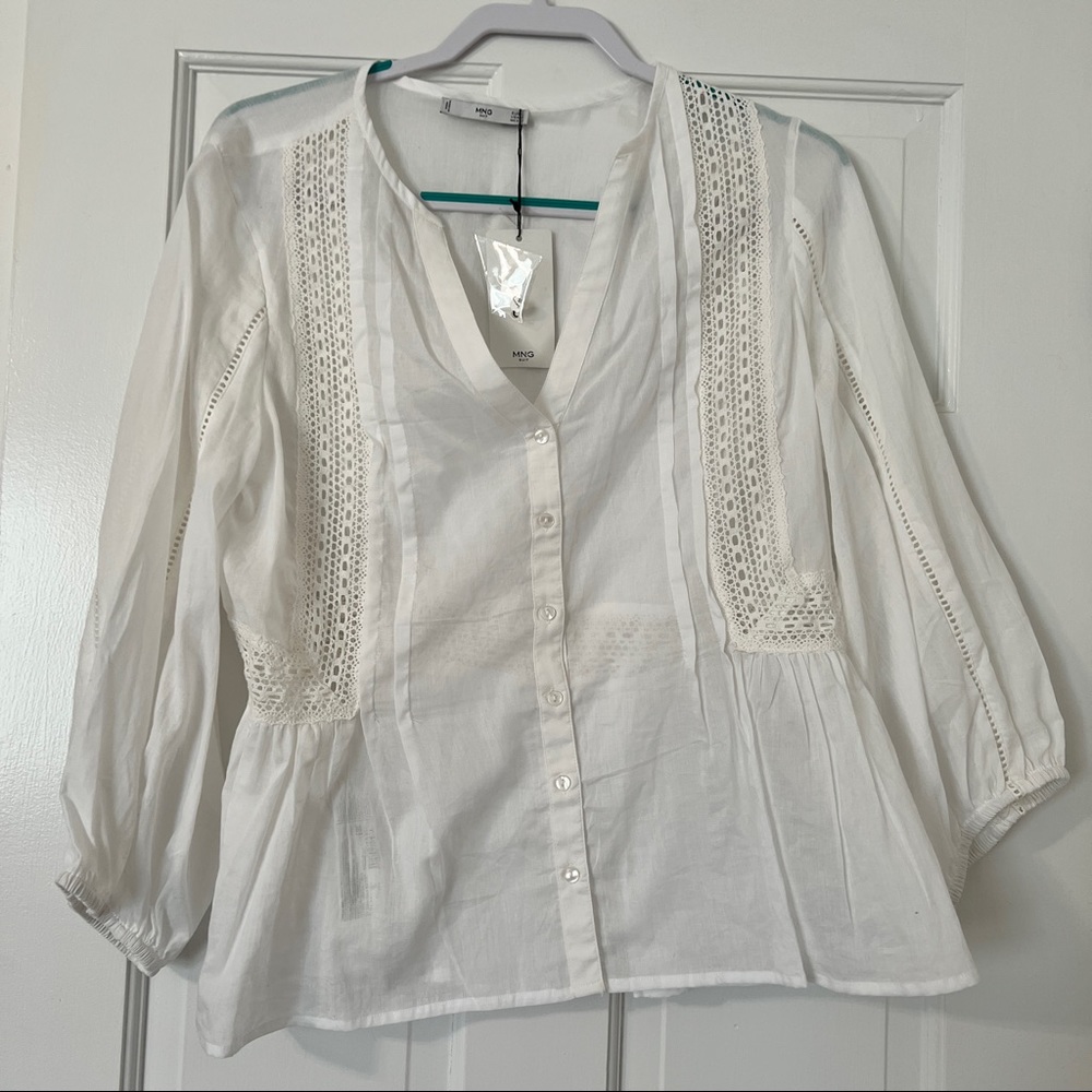 MNG Peplum Crochet Blouse Size L
